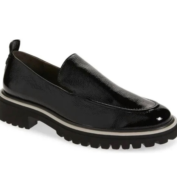 Paul Green Shoes - Paul Green Naomi Platform Loafer Black Crinkled Patent Sz 6/ US8.5M